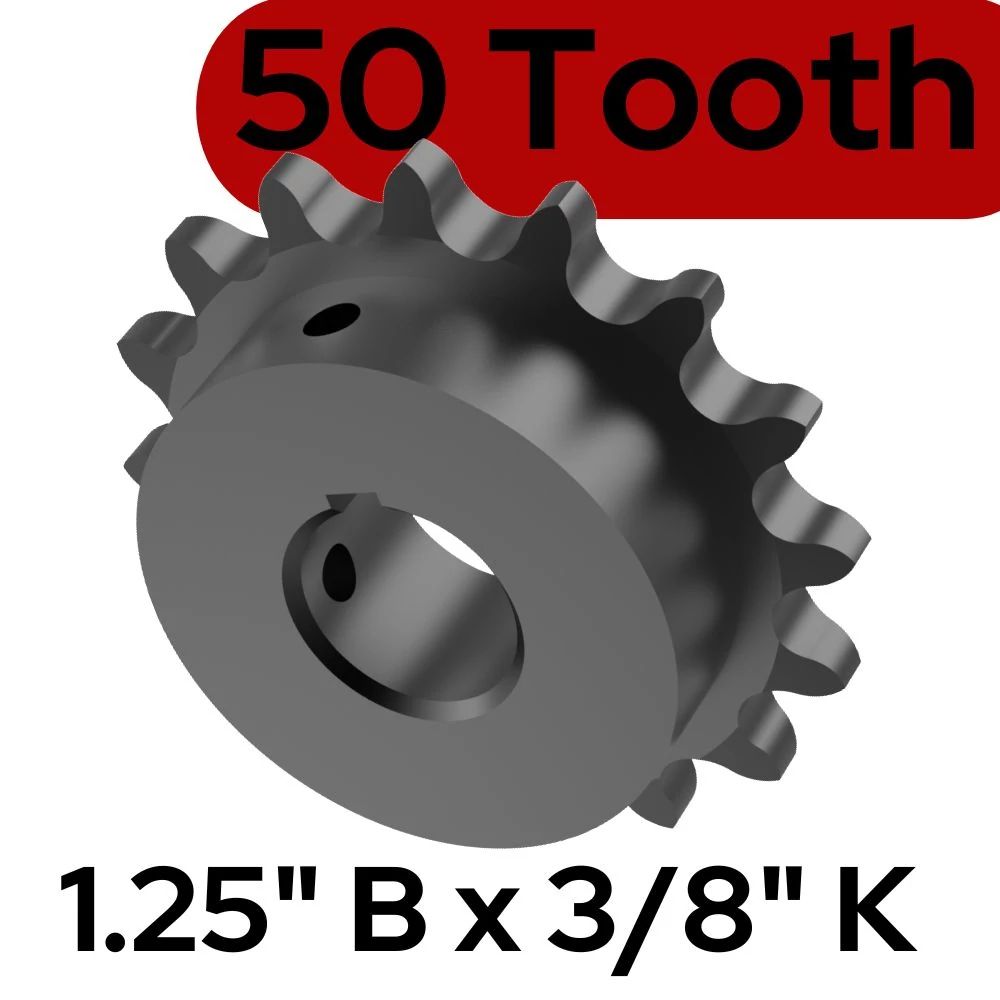 Sprocket 50B50T 1.25 In Bore 3/8 KW 2 SS
