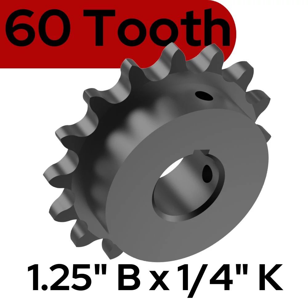 Sprocket 50B60T 1.25 In Bore 1/4 KW 2 SS