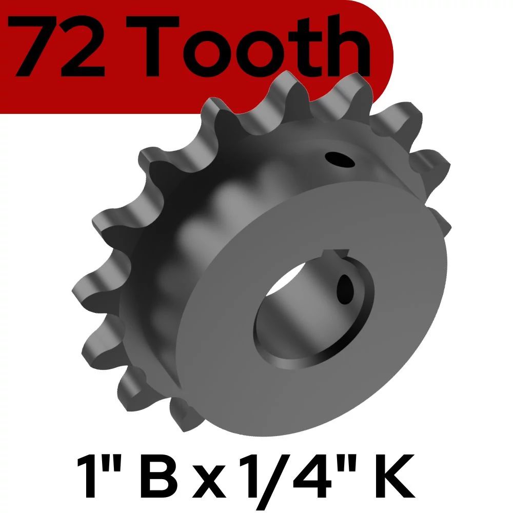 Sprocket 50B72T 1 In Bore 1/4 KW 2 SS
