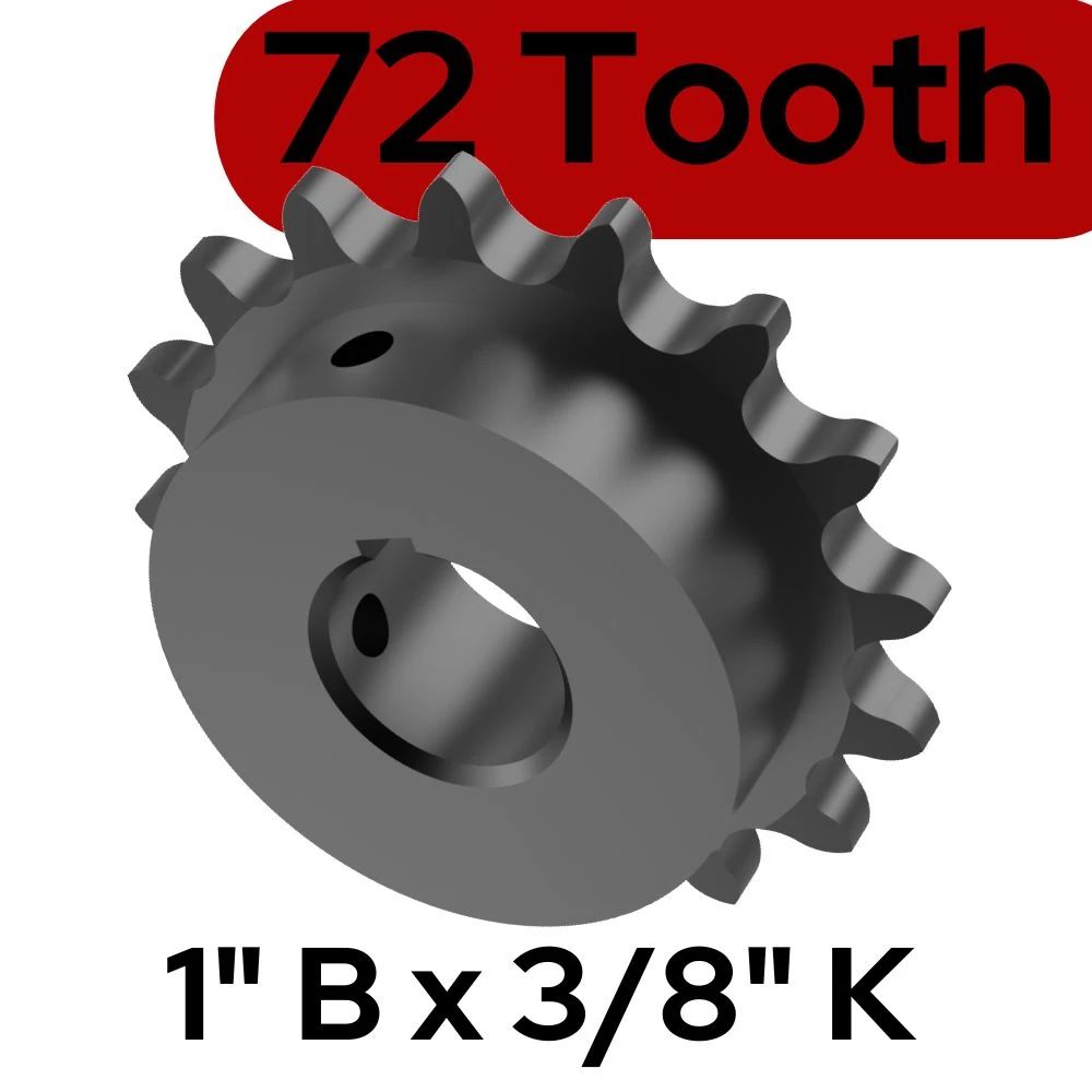 Sprocket 50B72T 1 In Bore 3/8 KW 2 SS
