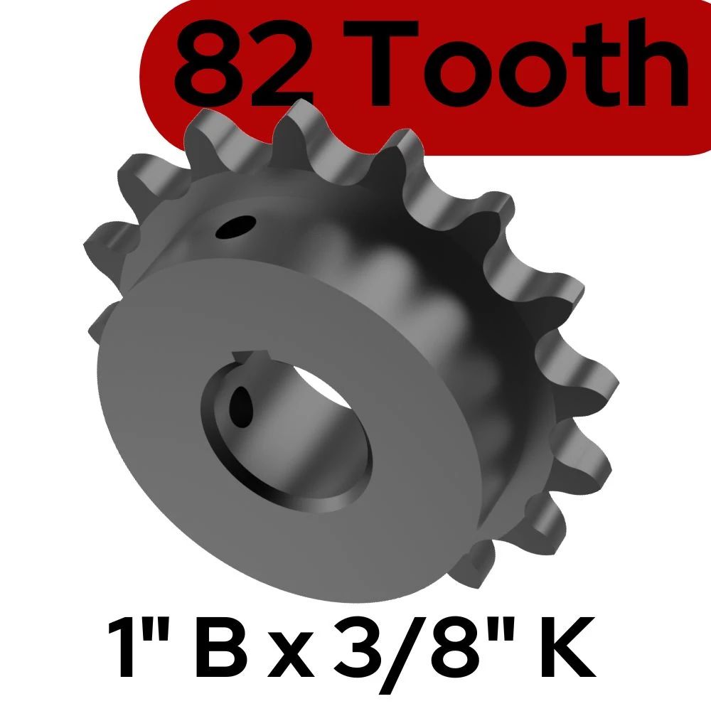 Sprocket 50B82T 1 In Bore 3/8 KW 2 SS