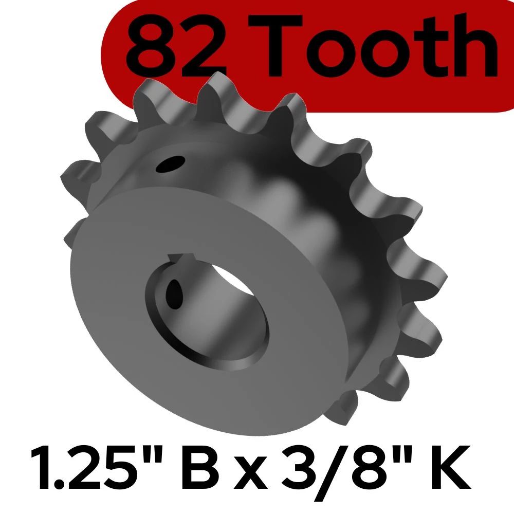 Sprocket 50B82T 1.25 In Bore 3/8 KW 2 SS