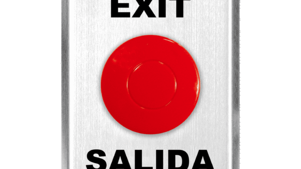 Red mushroom-cap button-EXIT & SALIDA