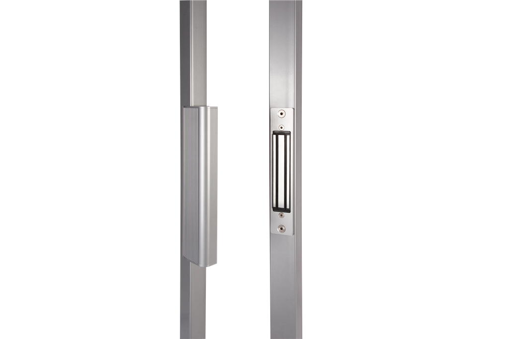 Built-in electro-magnetic lock for swing