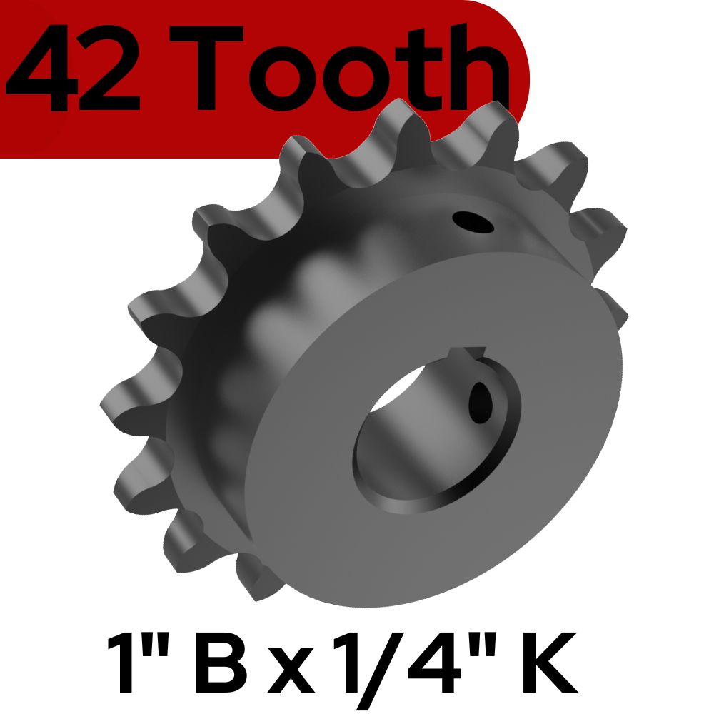 Sprocket 50B42T 1 In Bore 1/4 KW 2 SS